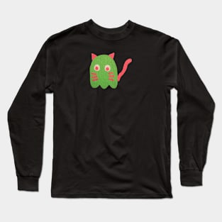 Boo ghost cat halloween Long Sleeve T-Shirt